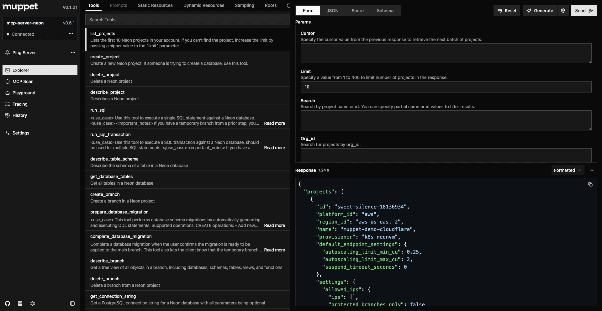 Muppet MCP Inspector Explorer Page