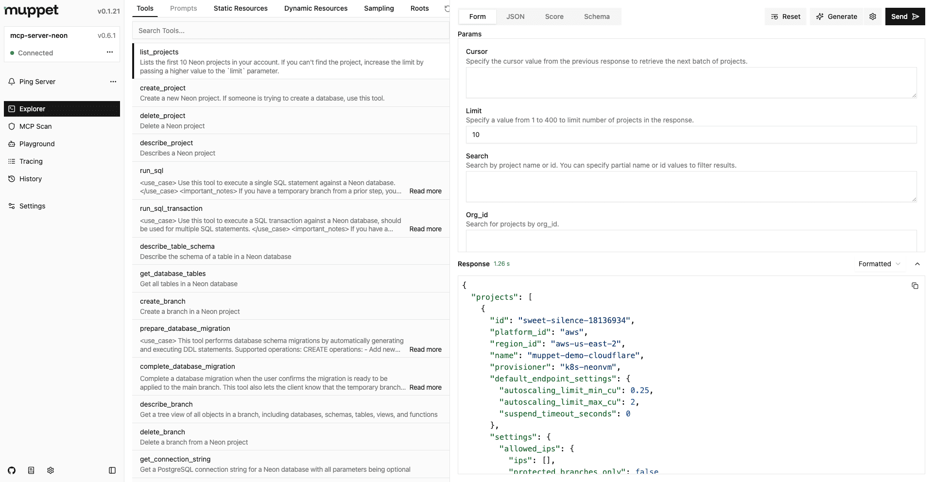 Muppet MCP Inspector Explorer Page