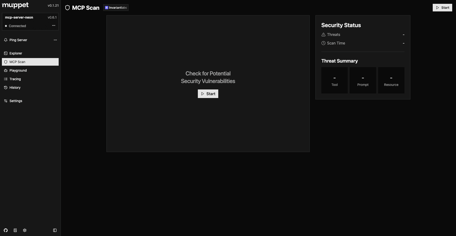 Muppet MCP Inspector MCP Scan Page