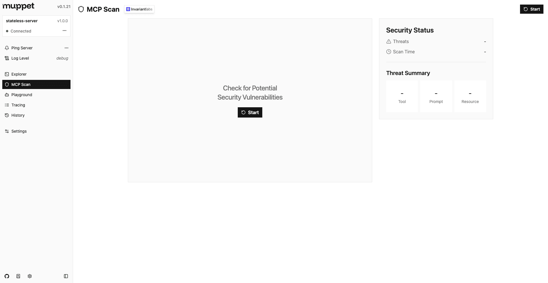 Muppet MCP Inspector MCP Scan Page
